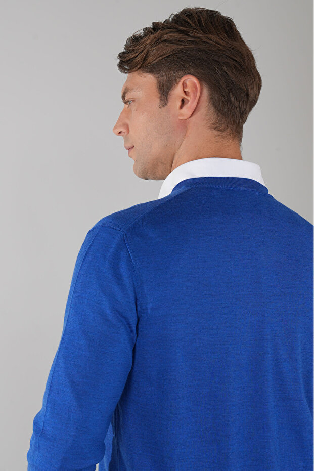 Basic V Yaka Sax Erkek Triko - 2