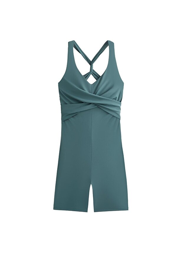 Light Touch drapeli kısa tulum - 8