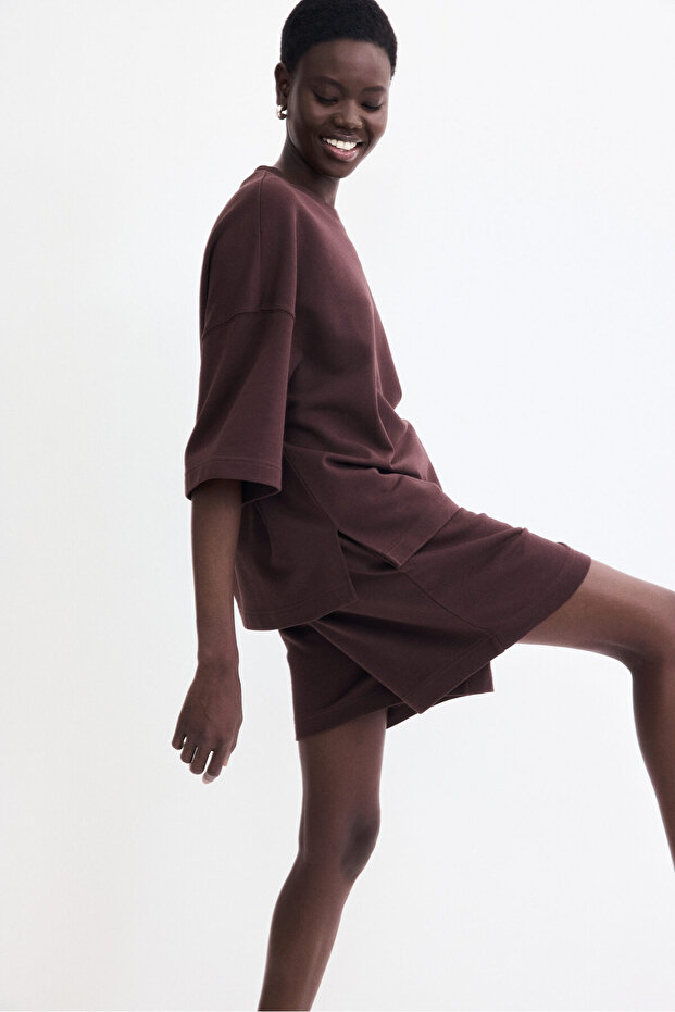 Bol Kesimli Sweatshirt Şort - 1