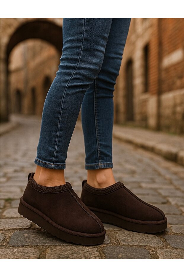 ULTRAMİNİ SABO KALIN TABANLI SÜET KÜRKLÜ KADIN BOT - 1