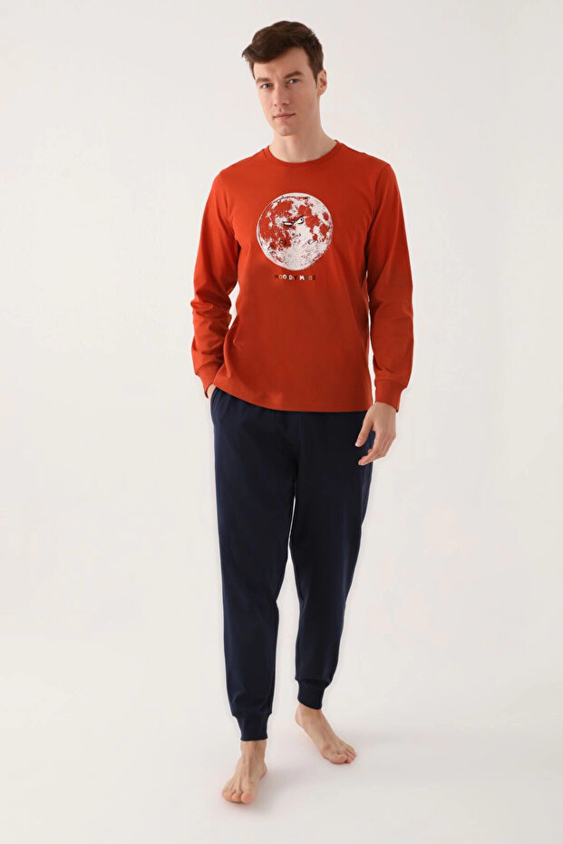 Μακρυμάνικο Σετ Πιτζάμες Moons Brown - 1