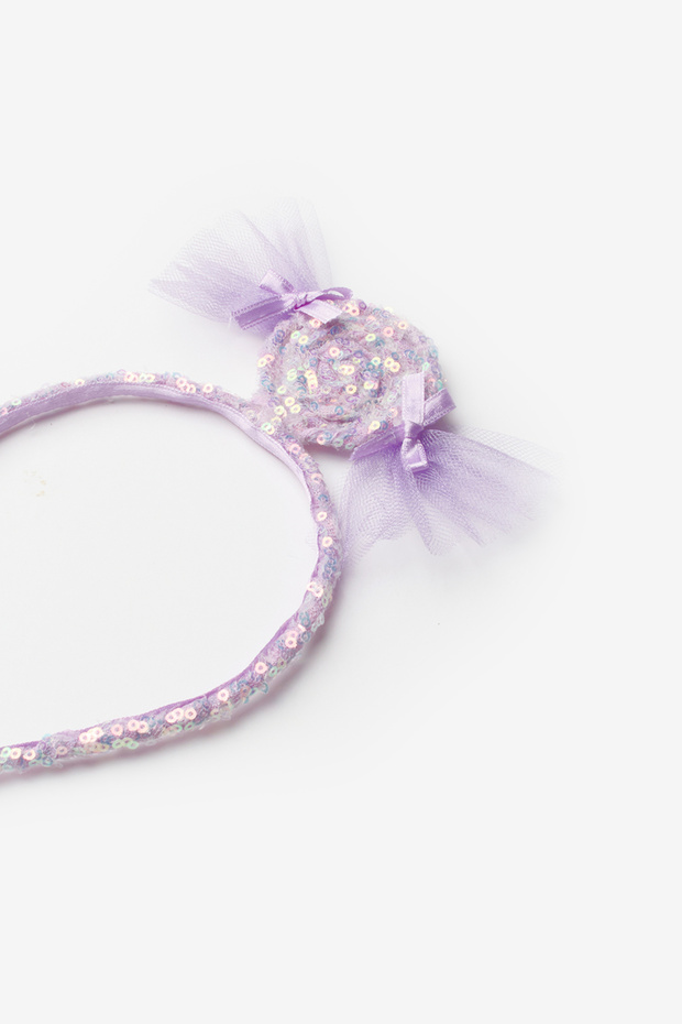 Lila  Pullu Şeker Figürlü Kız Çocuk Taç - 2