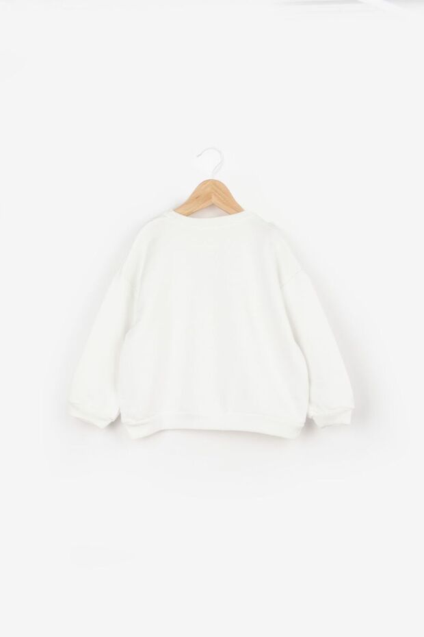 Ekru  Önü Fiyonklu Kız Çocuk Sweatshirt - Sophie - 5