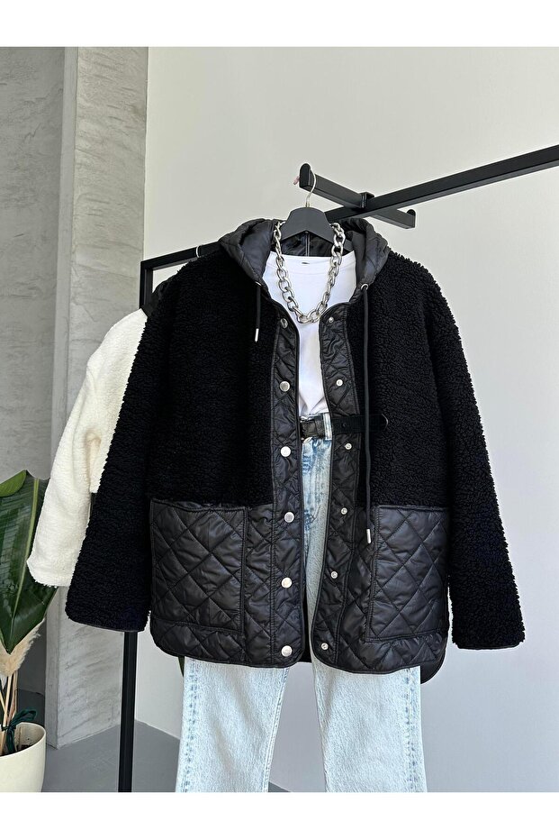 Zarax Black Plush Coat