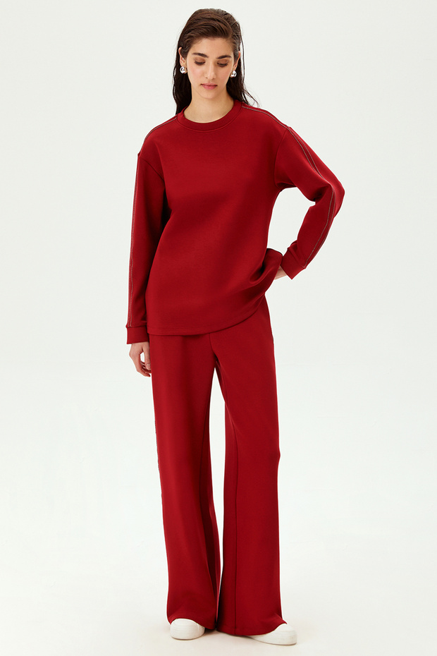 Parlak Taşlı Oversize Sweatshirt - 5