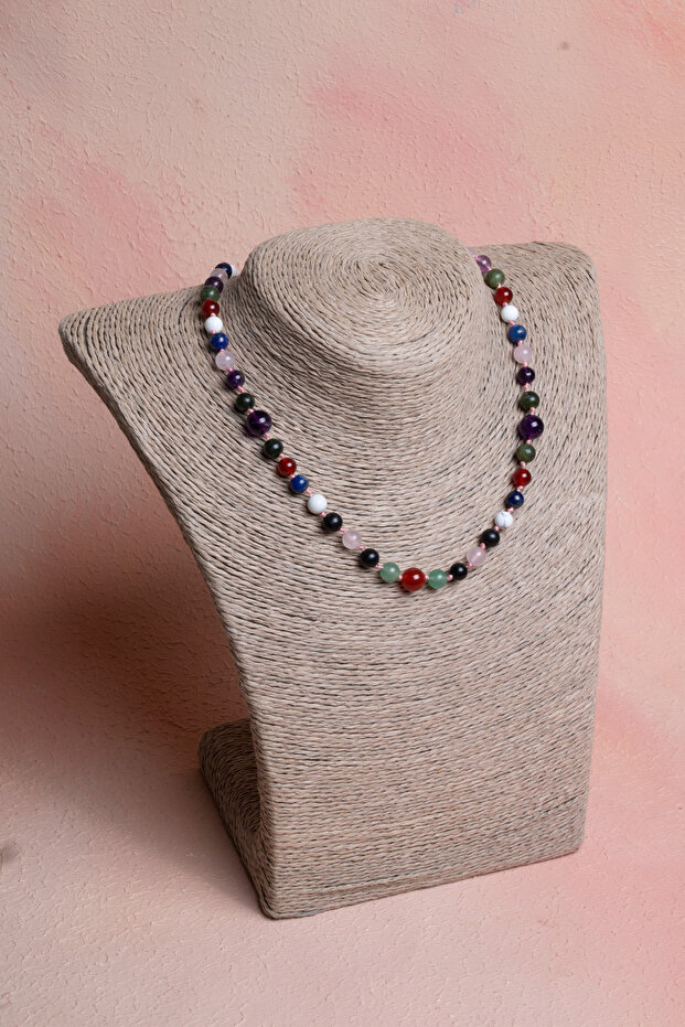 Certified Certified Natural Stone Knotted Girl's Student Necklace 6 Mm, M422