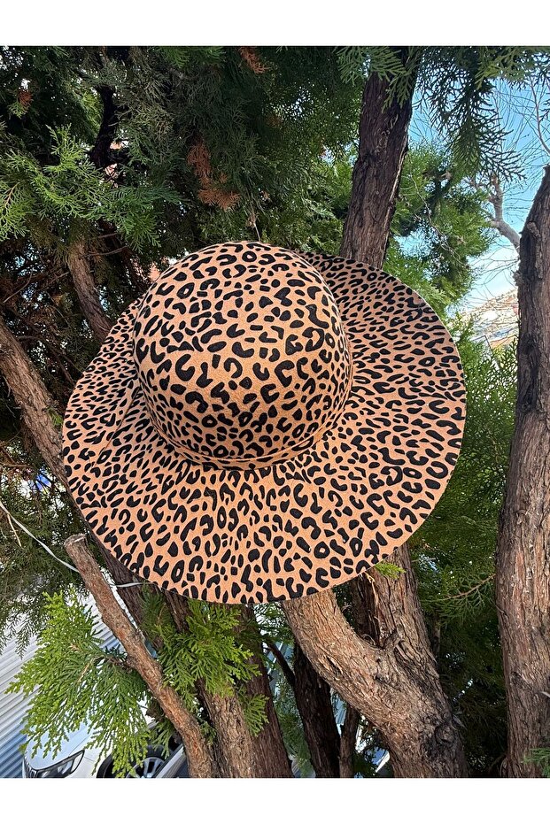 14763 Leopard Pattern Wide Hat - 2