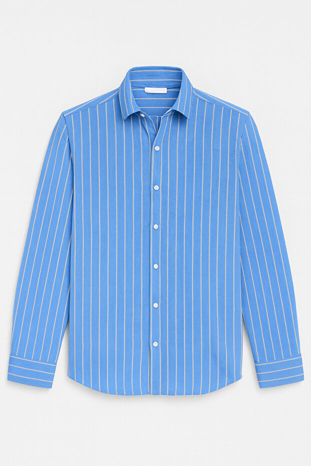 Scorsese Striped Relaxed Fit Men's Shirt - Parliament Blue