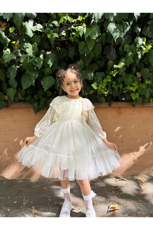 Baby Girl Dress Long Sleeve Flowy Cotton Birthday Party Special Occasion Wedding Girl Kids Dress