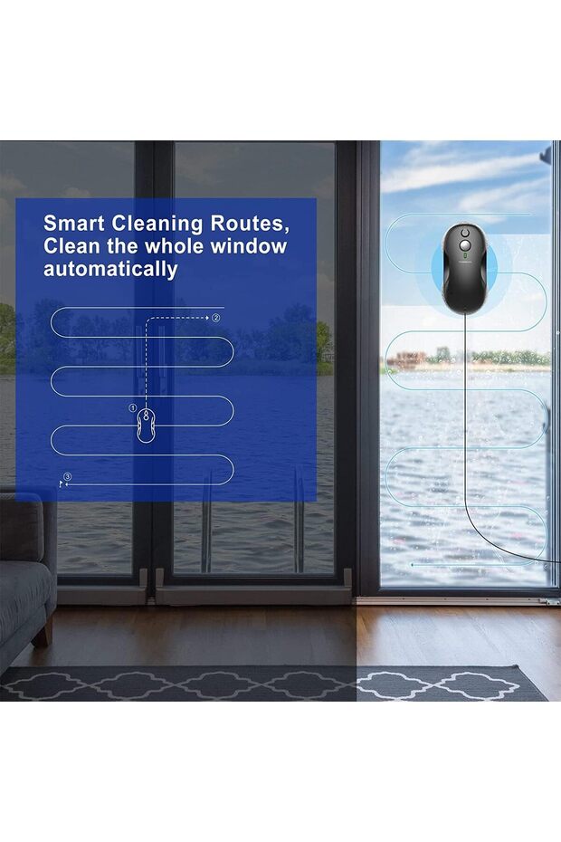 W3 3800PA Smart Window Cleaning Robot, Automatic Spraying Function 80 ml Tank, Smart Black - 6