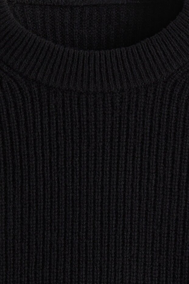 Lastik Örgülü Yün Kazak Regular Fit - 6