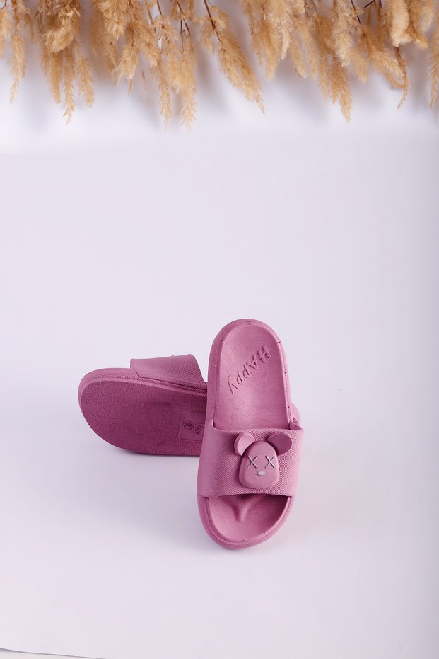 Children's Pink Slippers with Anti-Slip Soles and Animal Figures, Casual Comfortable Sports Summer Slippers
