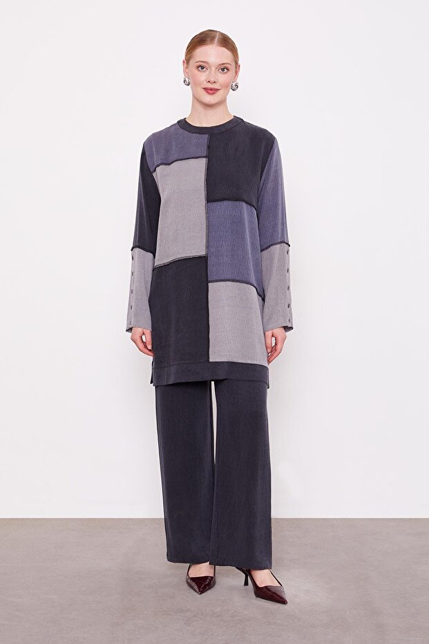 طقم مزدوج أسود اللون - 1