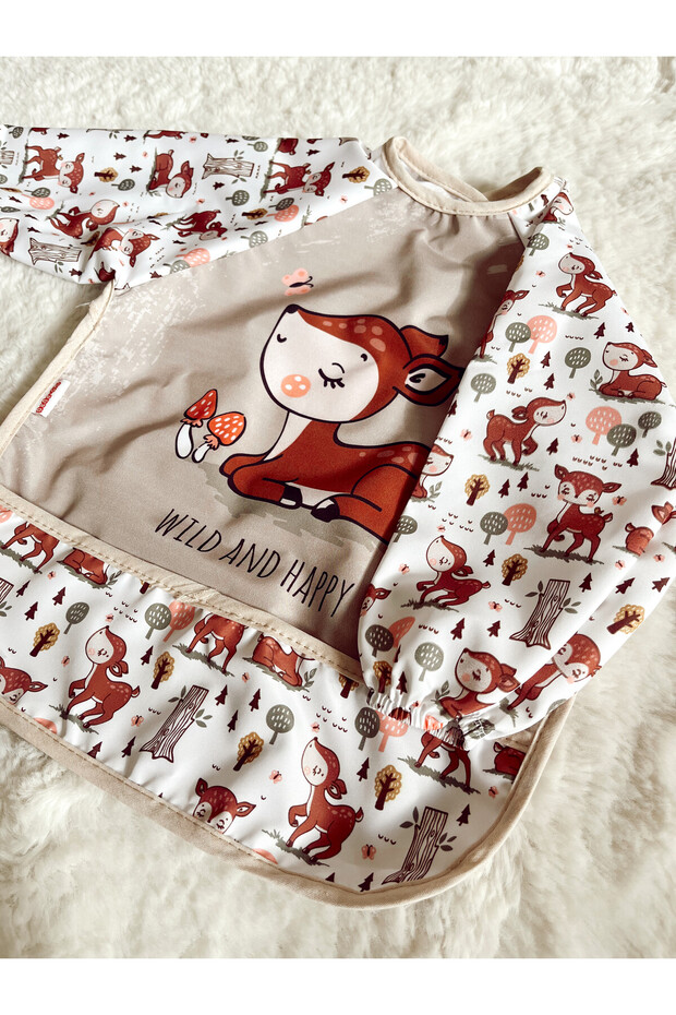 Long Sleeve Wearable Bib and Activity Bib, Liquid Proof Deer Pattern
