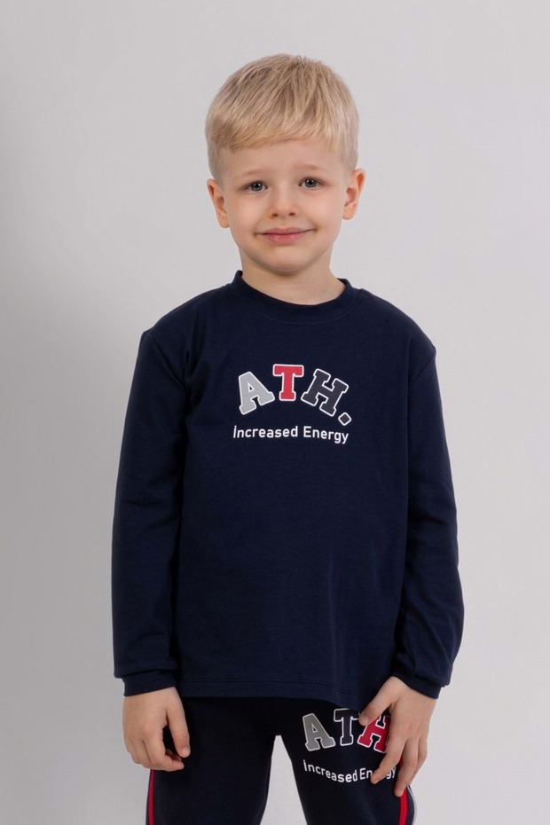 Boy's Gray Ath Printed Long Sleeve Sweatshirt