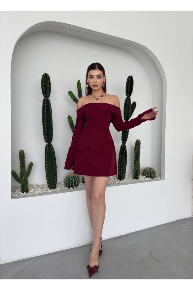 Devru Straplez Cep Detay Mini Elbise - 8