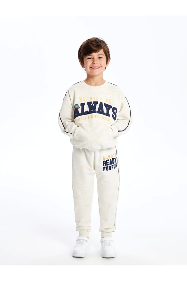 LCW Kids Ekru Beli Lastikli Kalın Erkek Bebek Jogger Eşofman Altı - 2