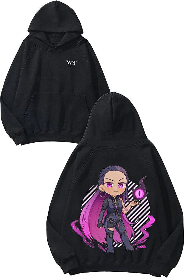 Valorant Reyna Design Back Printed Black Hooded Sweatshirt