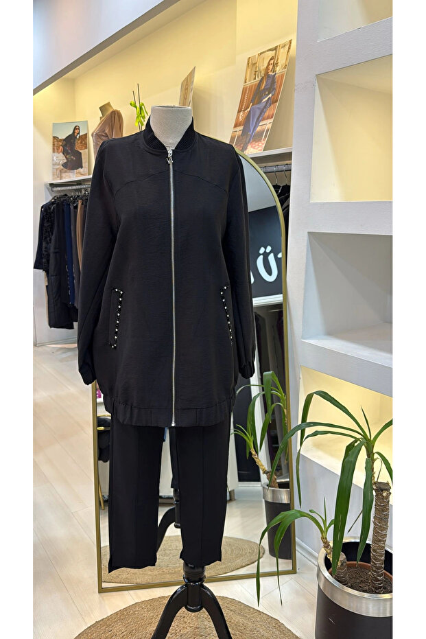 6030 Cep Taş İşlemeli Kap - Siyah - 1