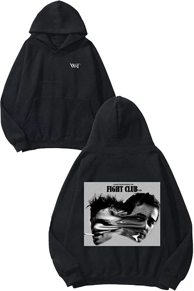 Fight Club 9 Design Back Printed Black Hooded Sweatshirt