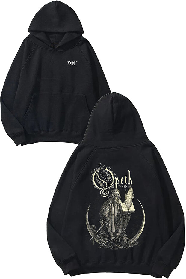 Opeth 2 Design Back Printed Black Hooded Sweatshirt