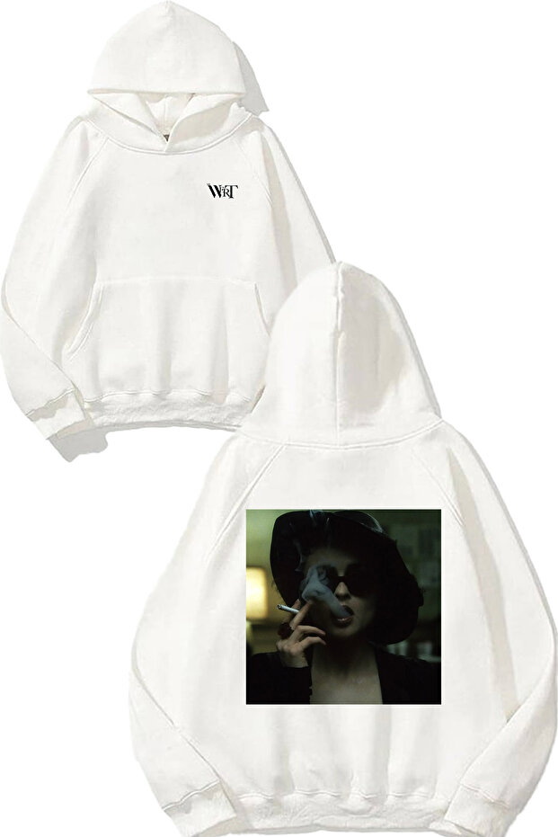 Fight Club 4 Design Back Printed White Hooded Sweatshirt