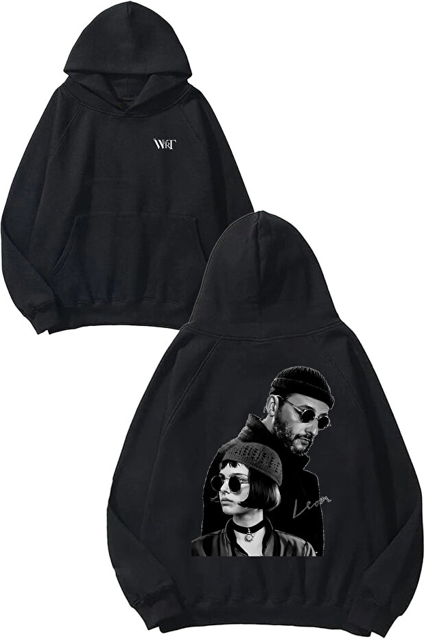 Leon Design Back Printed Black Hooded Sweatshirt