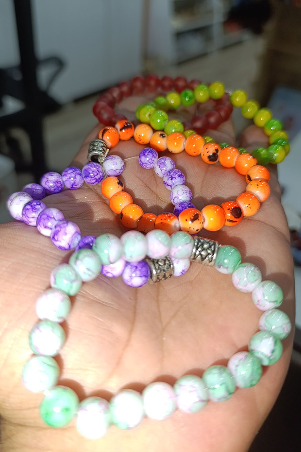 Glass Bracelet in Different Colors 8 mm (5 Pieces)