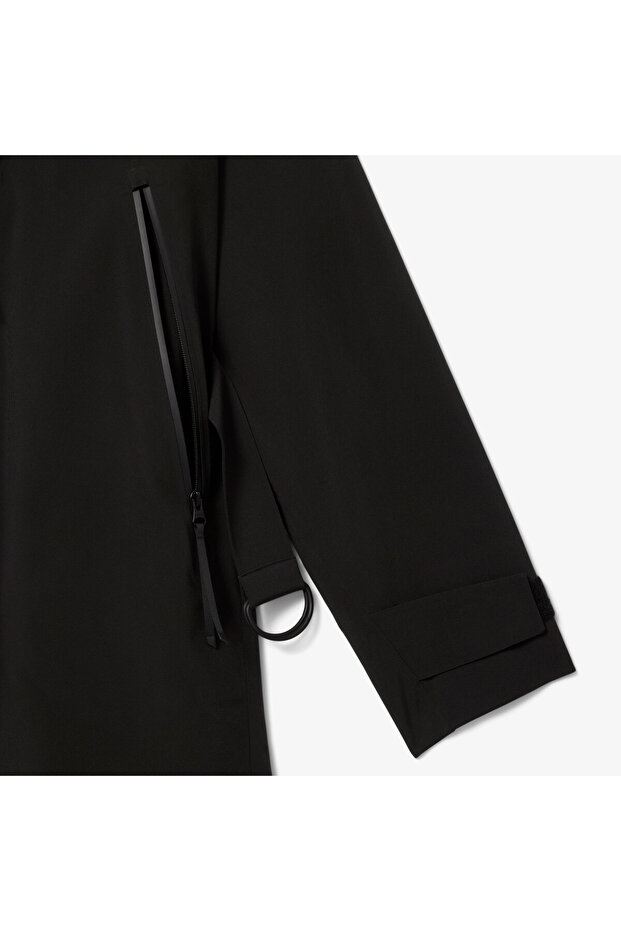 Kadın Oversize Fit Kapüşonlu Siyah Trençkot - 8