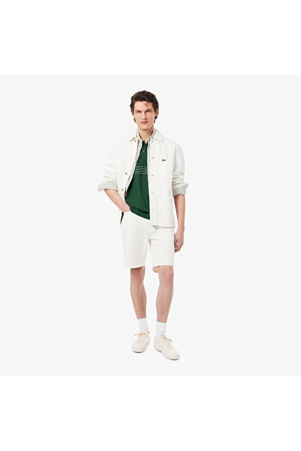 Erkek Classic Fit Çizgili Yeşil Polo - 7