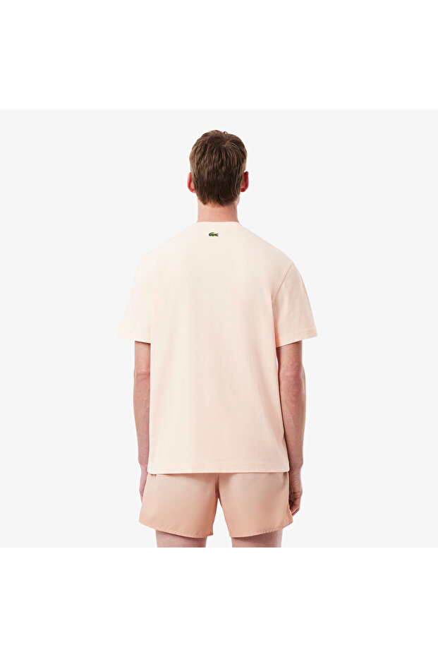 Erkek Classic Fit Bisiklet Yaka Baskılı Pembe T-Shirt - 3