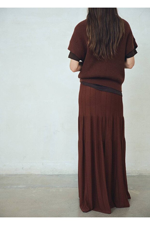 Dikişli uzun triko etek - 4