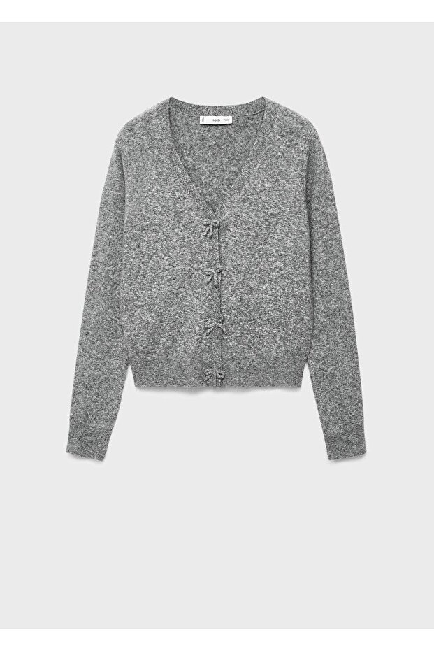V-Neck Wool Blend Cardigan - 3