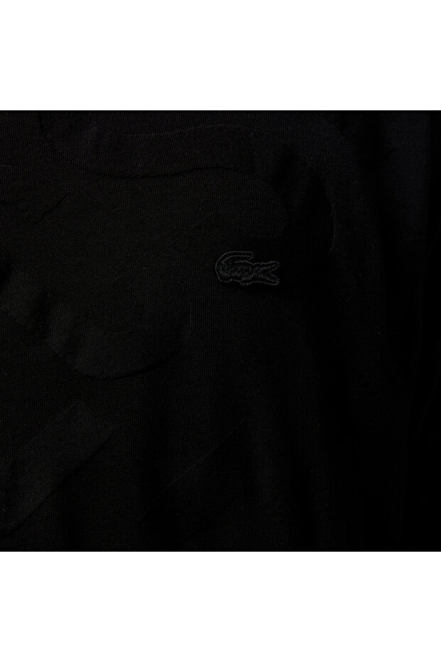 Erkek Bisiklet Yaka Desenli Siyah T-Shirt - 5