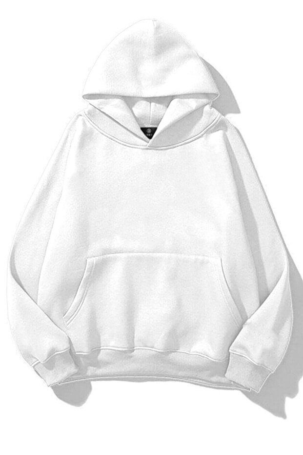 Unisex White Basic Sweatshirt Hoodie