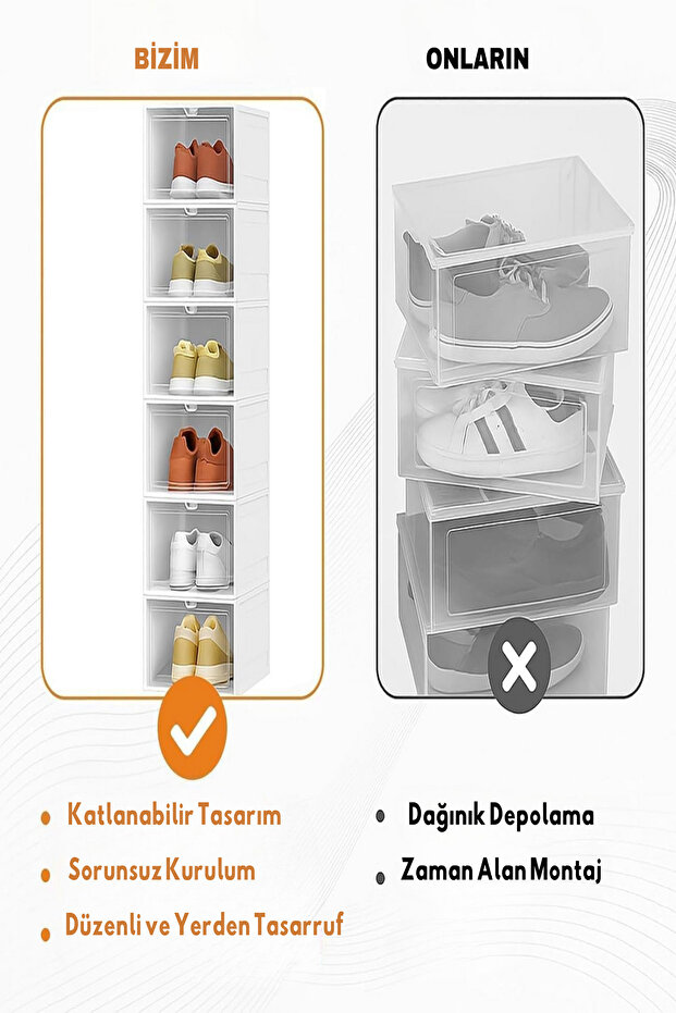 Katlanabilir 3'lü ayakkabı rafı, kolay kurulum, modüler ve kapaklı tasarım - 4