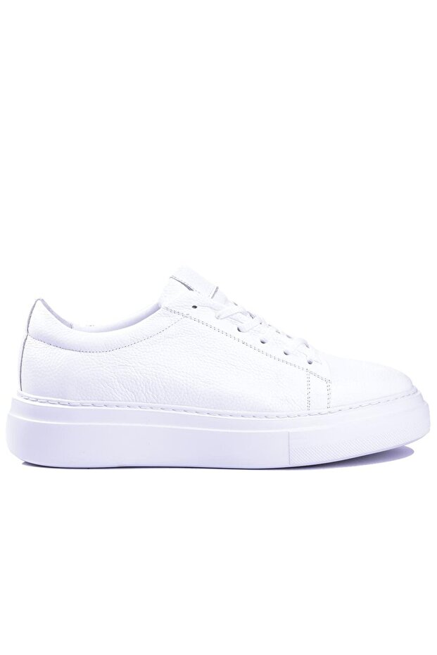 - White Leather Lace-Up Men's Casual Shoes 101-1032-E377