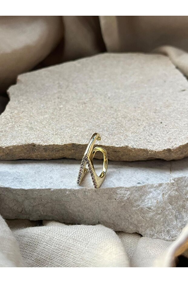 Ring V Pattern with Stone - 1