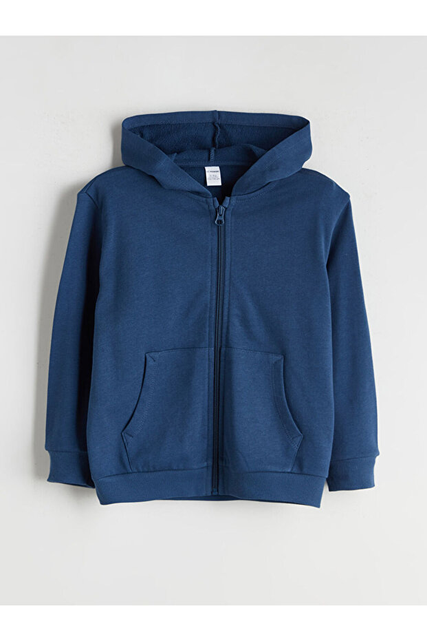 Lcw Kids Hooded Basic Long Sleeve Boys' Zipper Sweatshirt