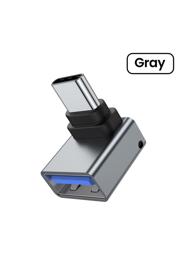 محول USB 3.0 من النوع C إلى USB من Gray Olaf بزاوية 90 درجة محول USB أنثى إلى ذكر من النوع C شاحن سريع OTG U