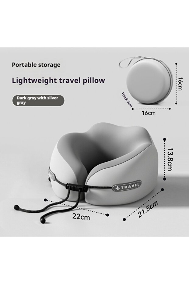 22x21.5x13.8cm Gray U Shaped Memory Foam Neck Pillows Soft Travel Pillow Massage Neck Pillow Sleepin