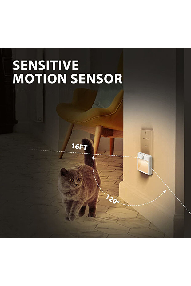 EU Warm White Plug in Night Light with Motion Sensor Auto Dusk to Dawn Dimmable Wireless Sensor Warm - 4