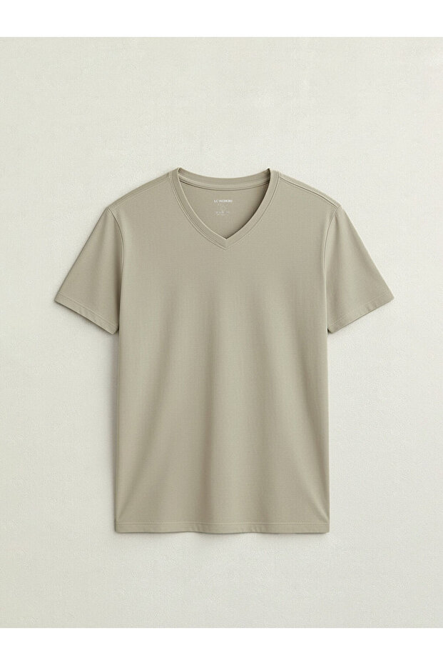 Esvab • Modern & Distinctive V Planting Short Sleeve Combed Cotton Men's T-Shirt