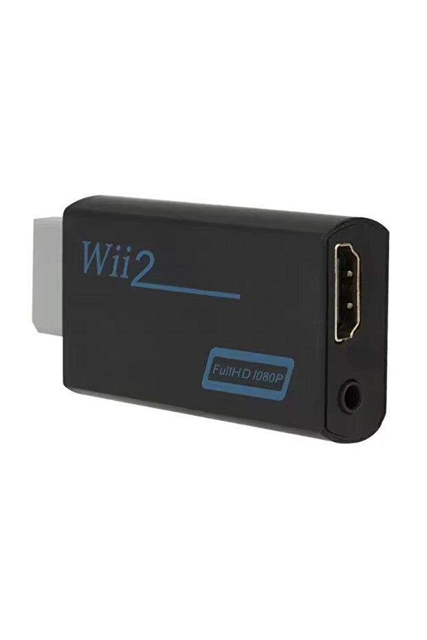 محول أسود متوافق مع HDMI بدقة Full HD لجهاز Wii مع كابل صوت وفيديو بمقبس 3.5 مم 72
