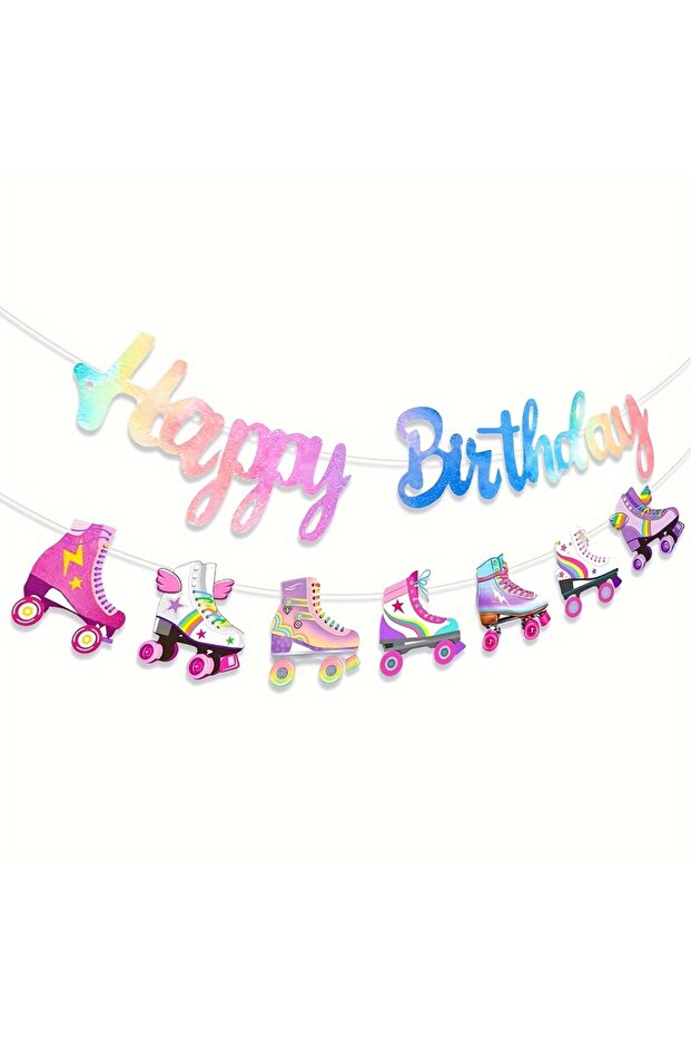 Banner Roller Skating Birthday Party Banner Roller Skating Birthday Party Decorations Neon Rainbow G