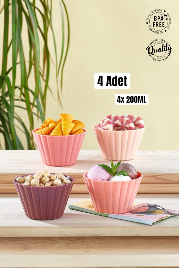 Set of 4 Colorful Snack Bowls - Bpa-Free Hard Plastic Durable Nut, Chip, and Ice Cream Bowls