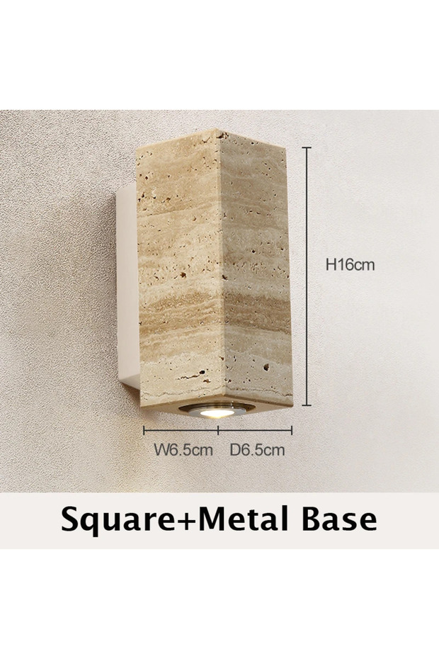 Warm White 65x65x160MM Square X White Base Wabi Sabi Yellow Marble Wall Lamp Led Bedside Japan Bedro