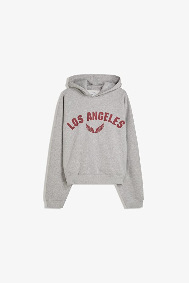 Kapüşonlu baskılı sweatshirt - 2