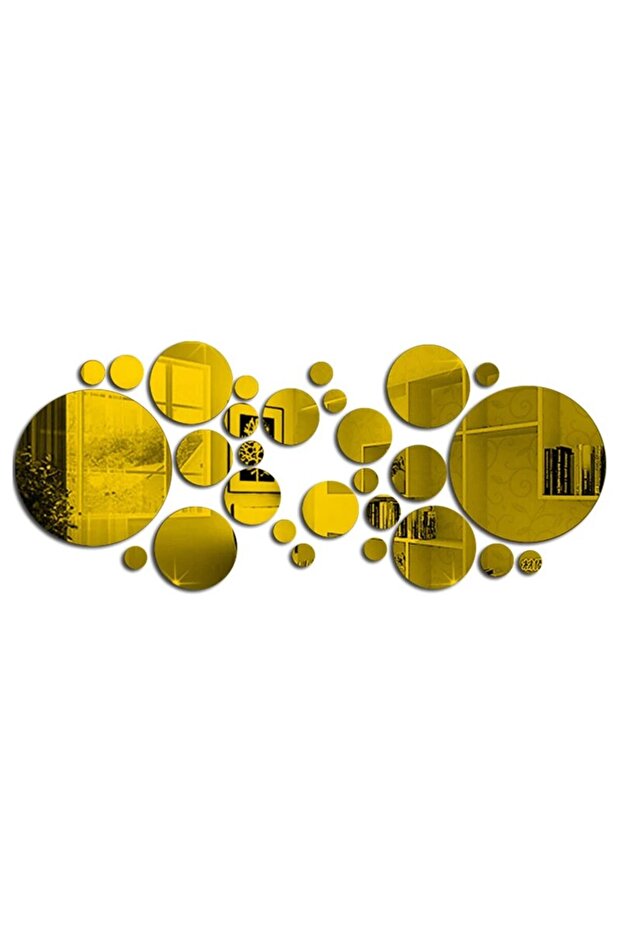 26pcs Gold 26 PCs 3D Acrylic Mirror Wall Sticker, round Mirror, DIY Bedroom, Bathroom and TV Backgro