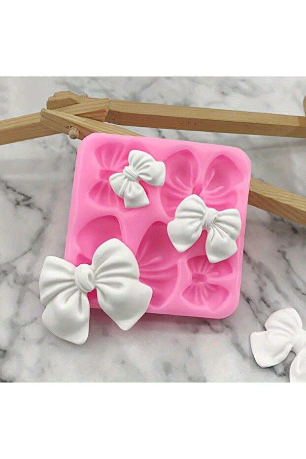 Pink Silicone Bowknot Flower Mold, 1pc, Flexible and Reusable for Chocolate, Fondant, Cake and Cupca
